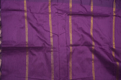 Temple Border Silk Cotton Saree - Peach and Purple
