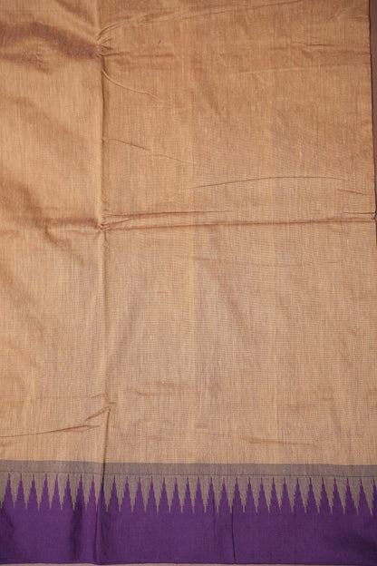 Temple Border Silk Cotton Saree - Peach and Purple