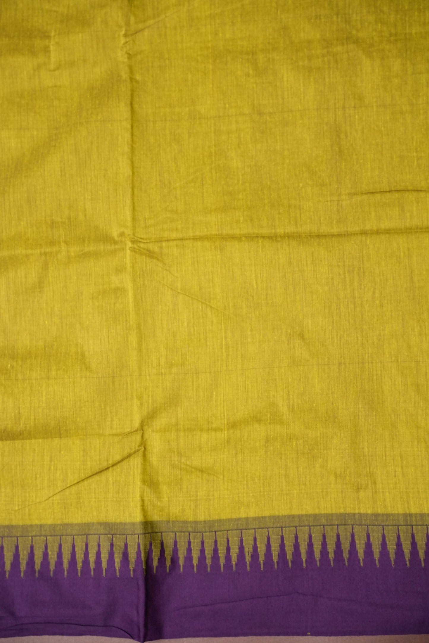 Temple Border Silk Cotton Saree - Green and Purple