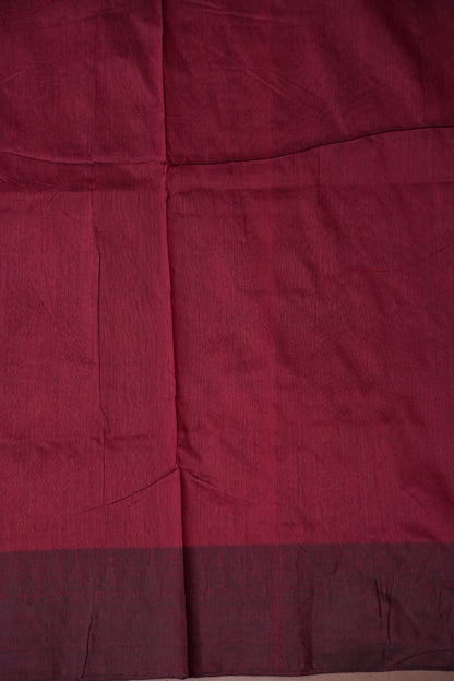 Temple Border Silk Cotton Saree - Orange and Maroon