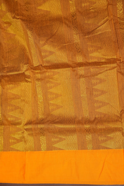 Temple Border Silk Cotton Saree - Royal Blue and Yellow