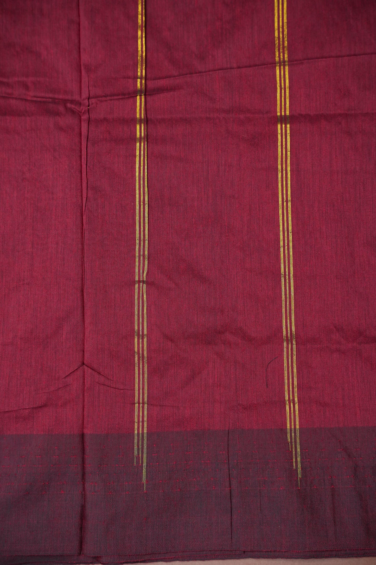 Temple Border Silk Cotton Saree - Mustard Yellow and Maroon