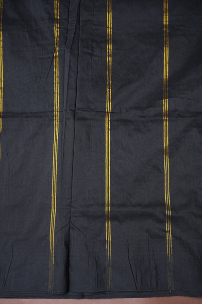 Temple Border Silk Cotton Saree - Pink and Black