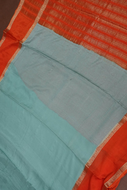 Crepe Silk Saree - Aqua Blue