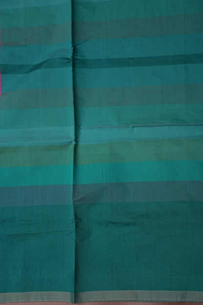 Checkered Cotton Saree - Turquoise Blue