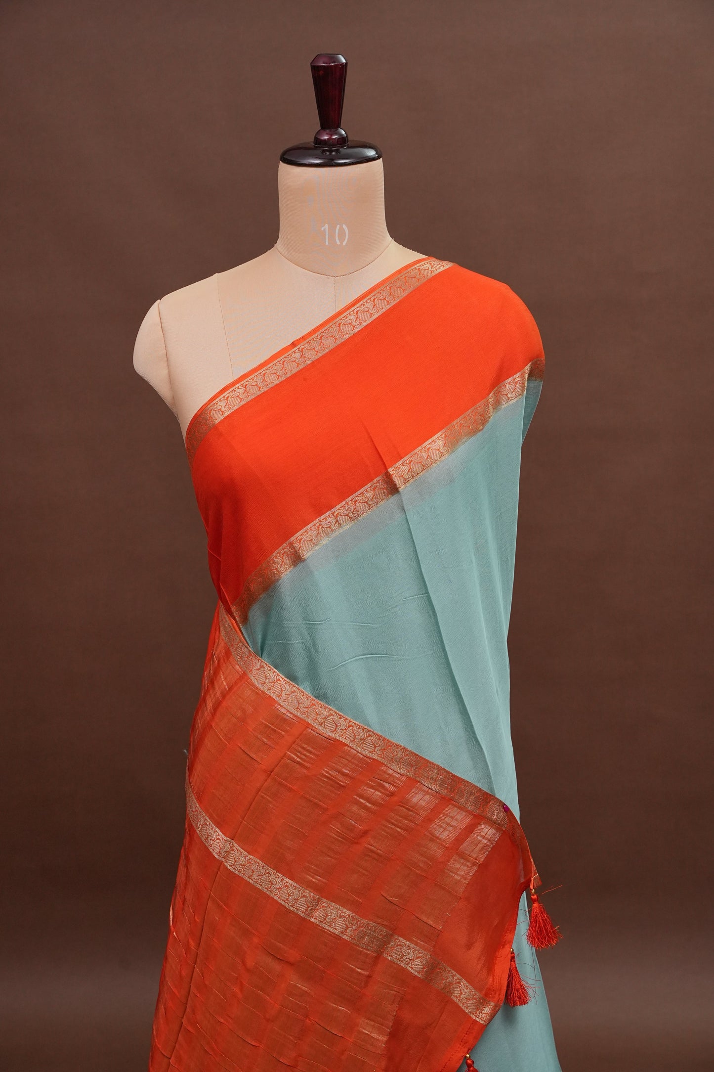 Crepe Silk Saree - Aqua Blue
