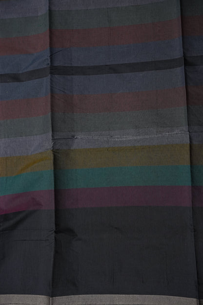 Checkered Cotton Saree - Black