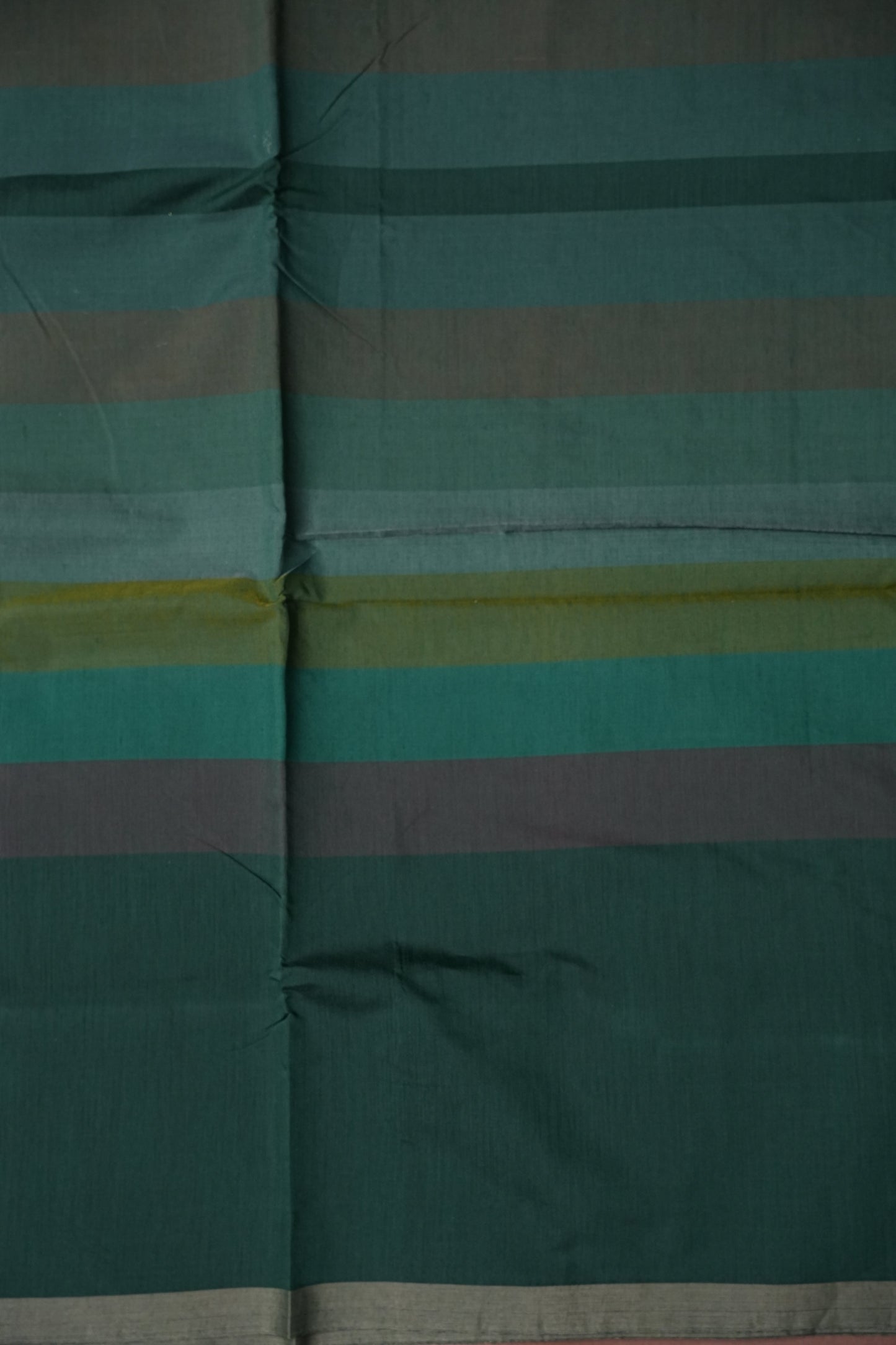 Checkered Cotton Saree - Bottle Green