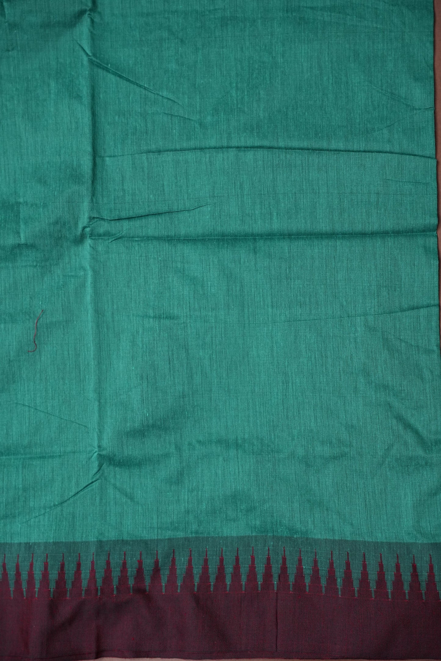 Temple Border Silk Cotton Saree - Rama Green and Maroon