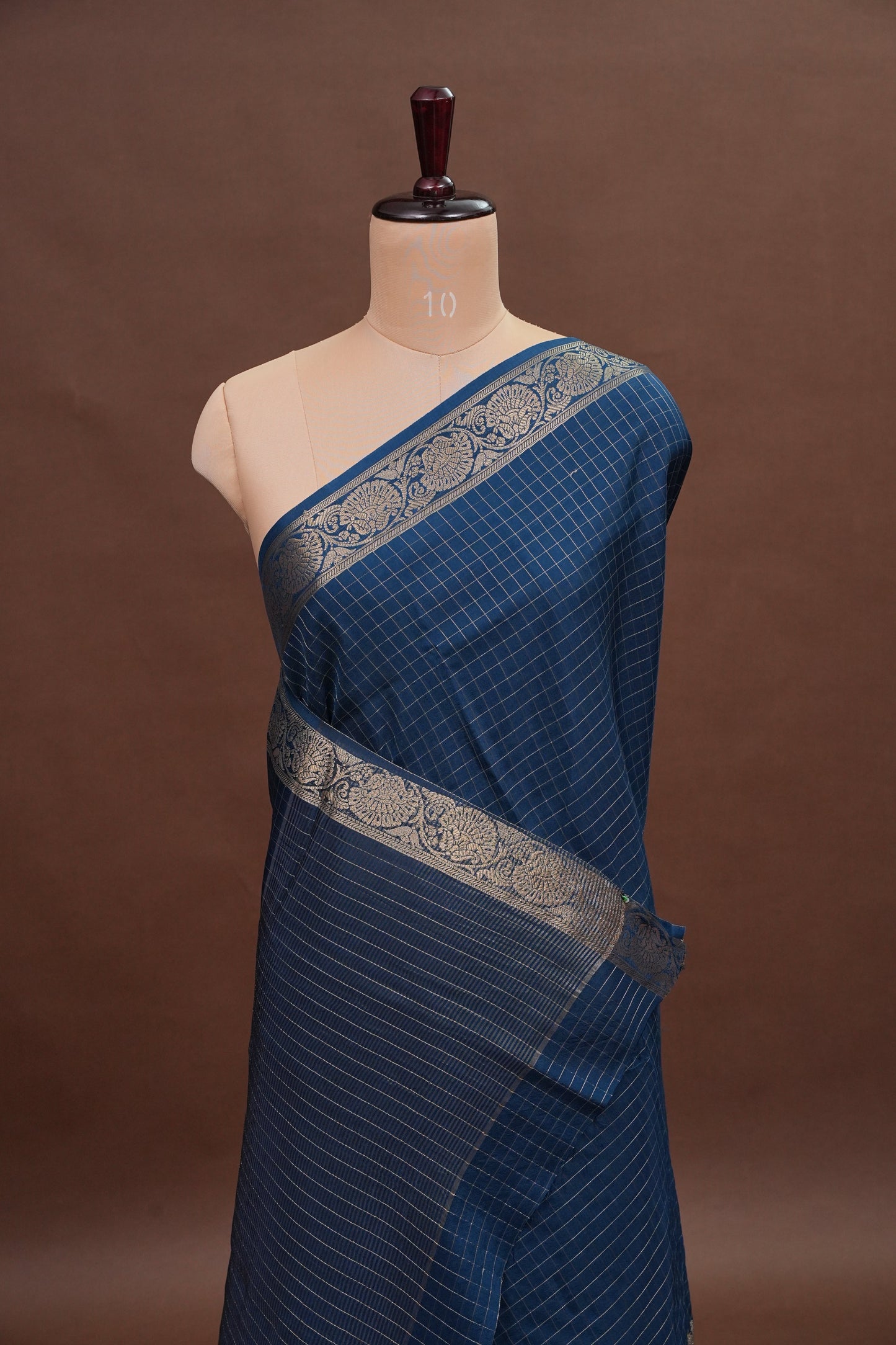 Crepe Silk Saree with Embroidered Border - Peacock Blue