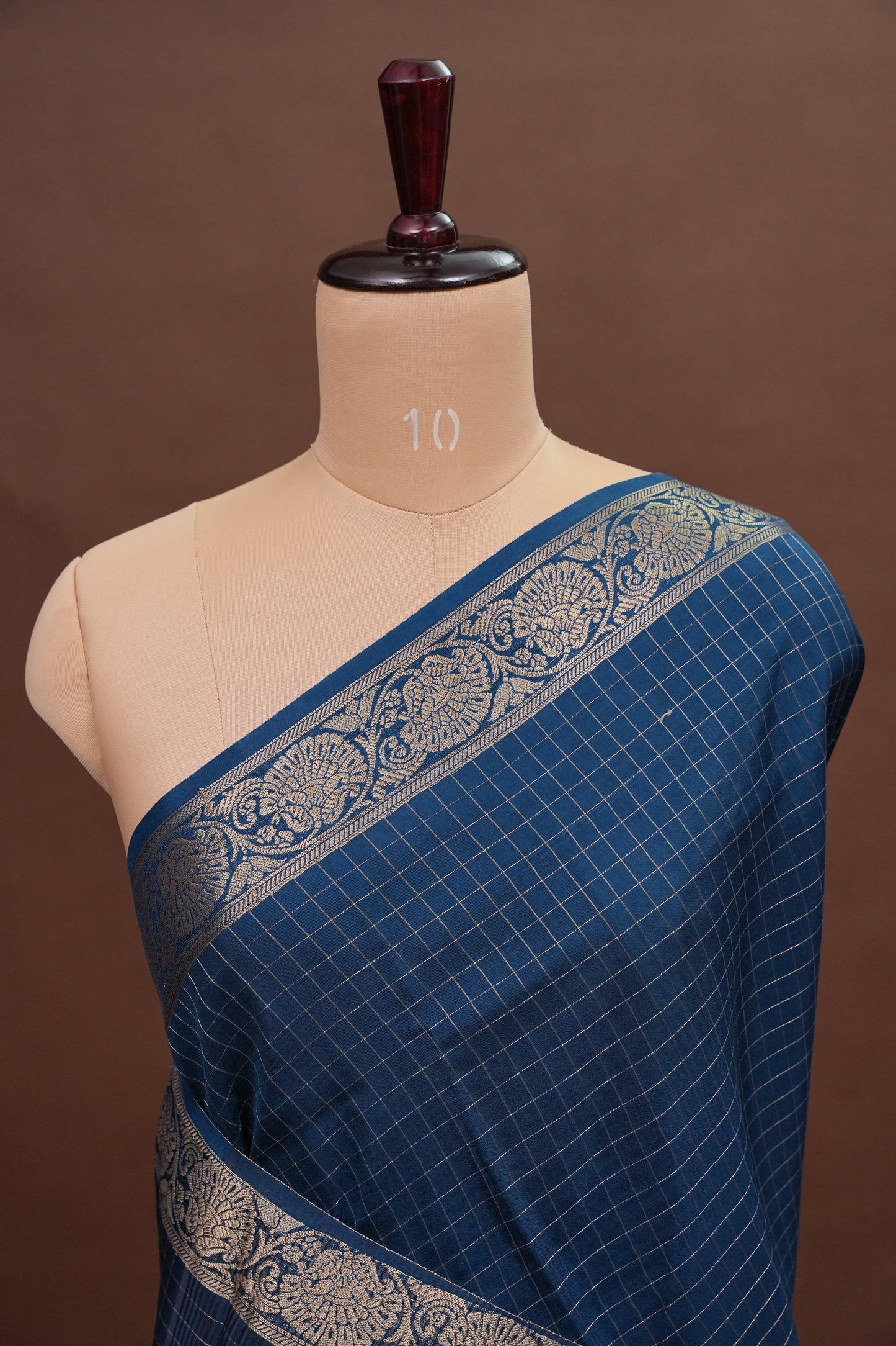 Crepe Silk Saree with Embroidered Border - Peacock Blue