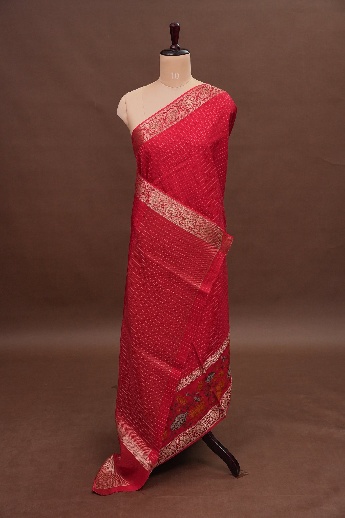 Crepe Silk Saree with Embroidered Border - Red