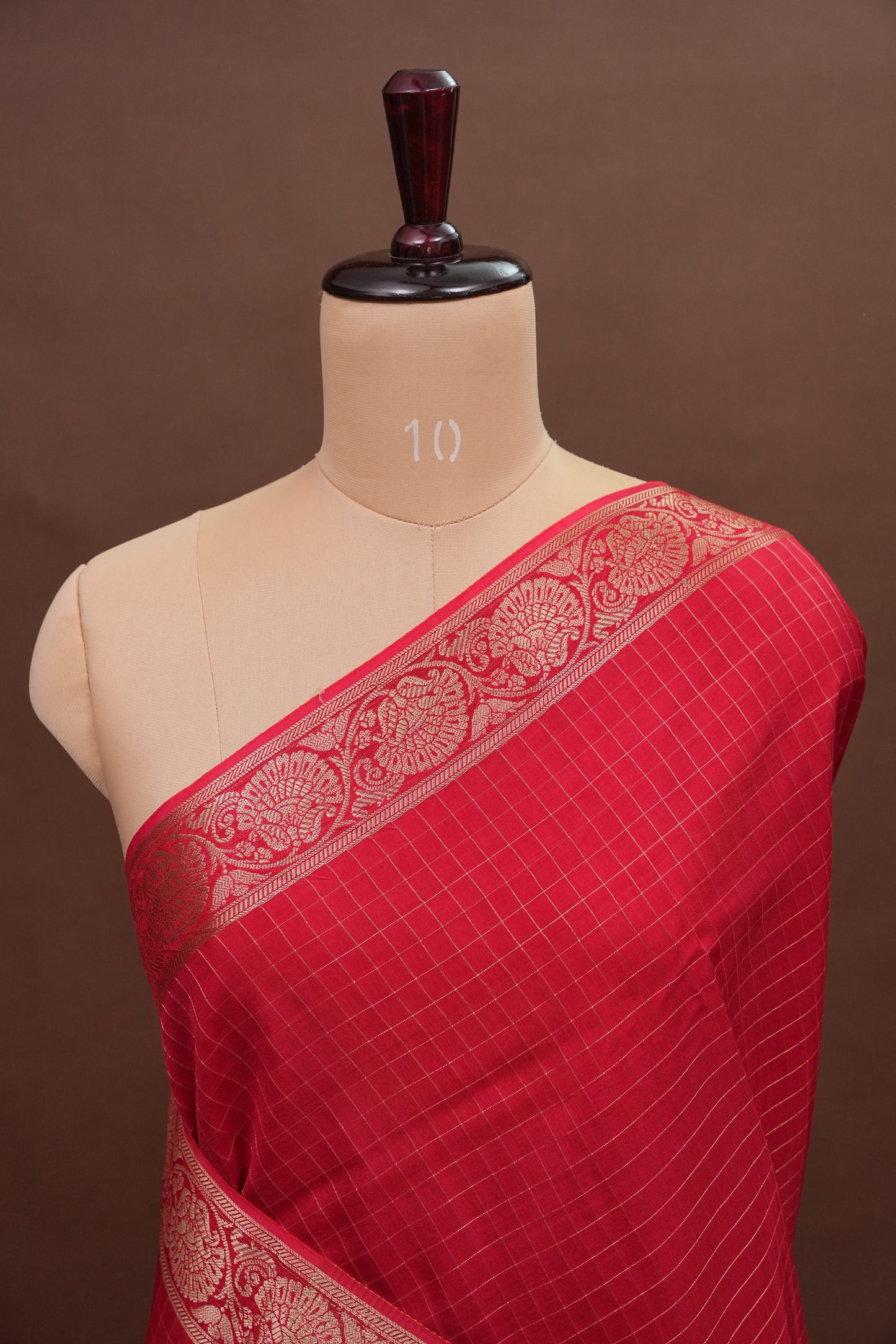 Crepe Silk Saree with Embroidered Border - Red