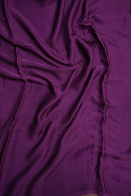 Pure Modal Silk Saree With Ajrakh Printed Pallu - Brinjal Purple