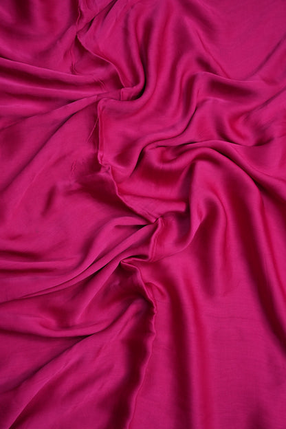 Pure Modal Silk Saree With Ajrakh Printed Pallu - Hot Pink