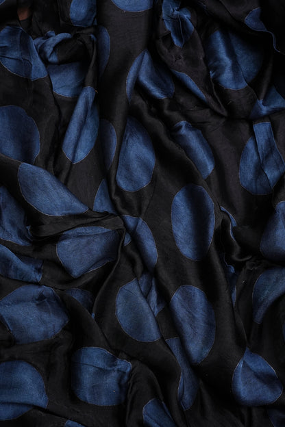 Pure Modal Silk Saree in Geometric Pattern - Black & Blue