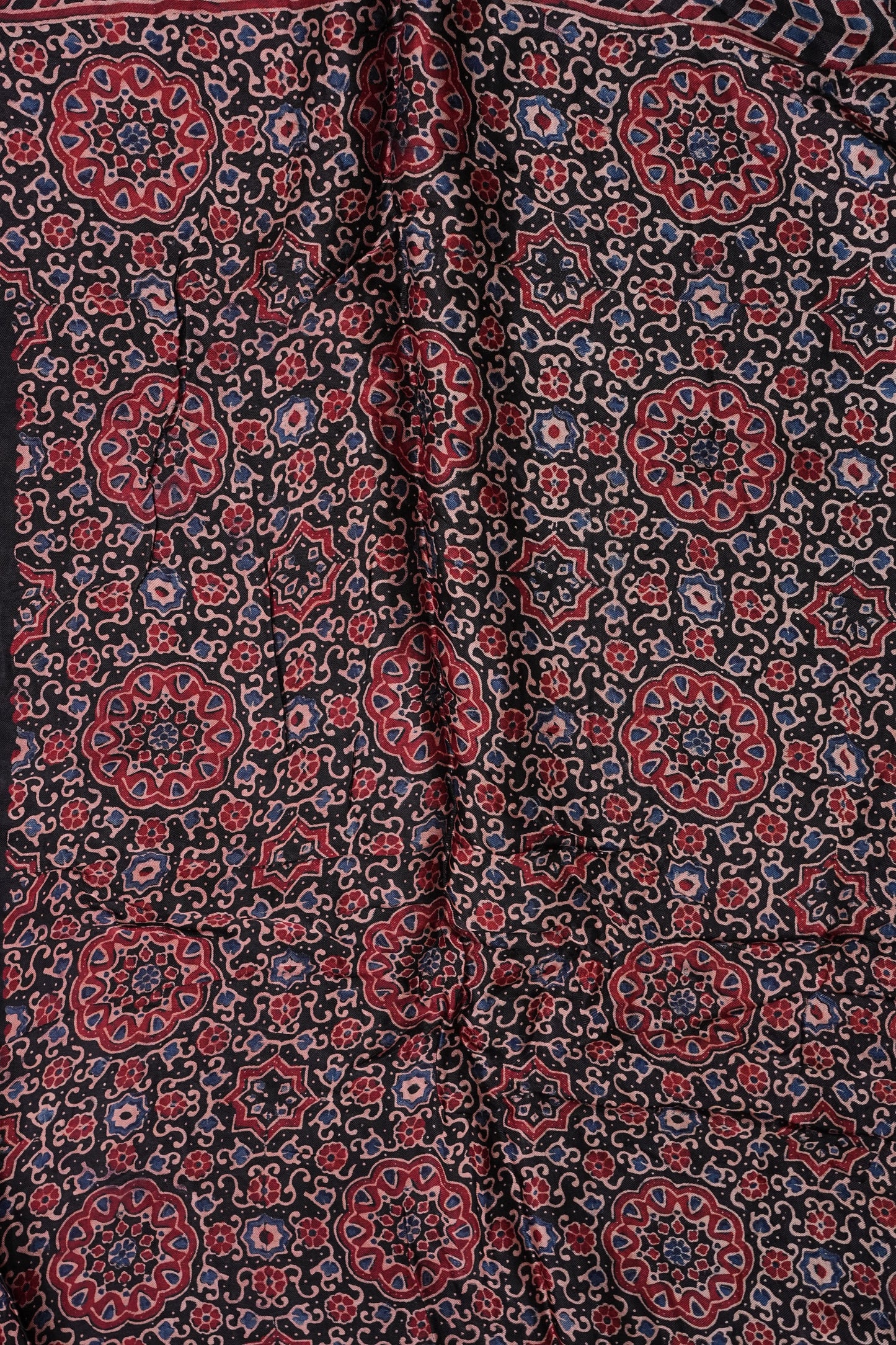 Pure Modal Silk Saree in Geometric Pattern – Black & Red