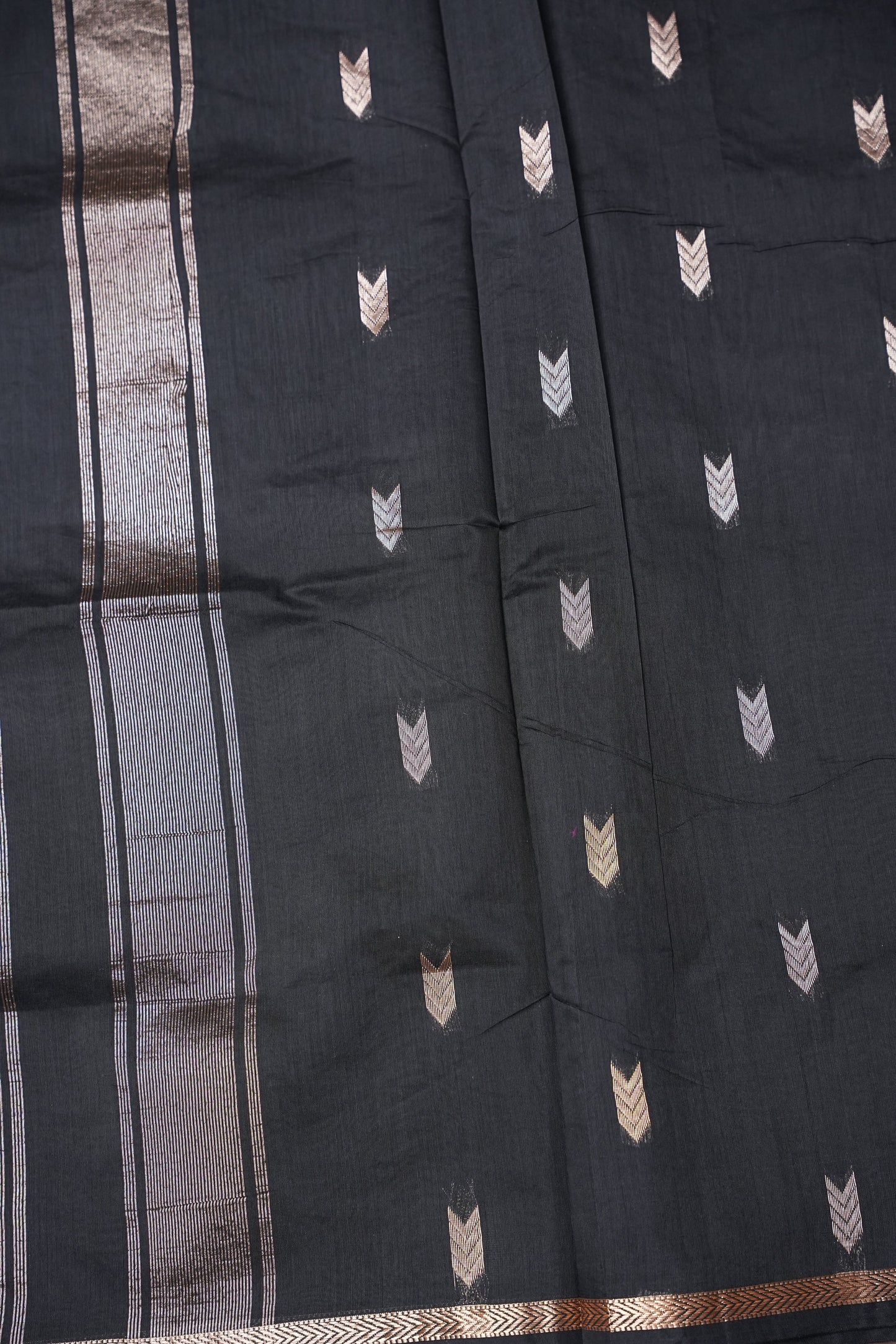 Maheshwari Silk Cotton Saree - Black