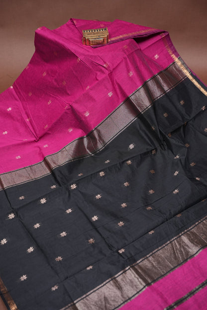Maheshwari Silk Cotton Saree - Pink