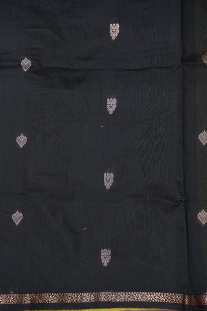 Maheshwari Silk Cotton Saree - Green and Black