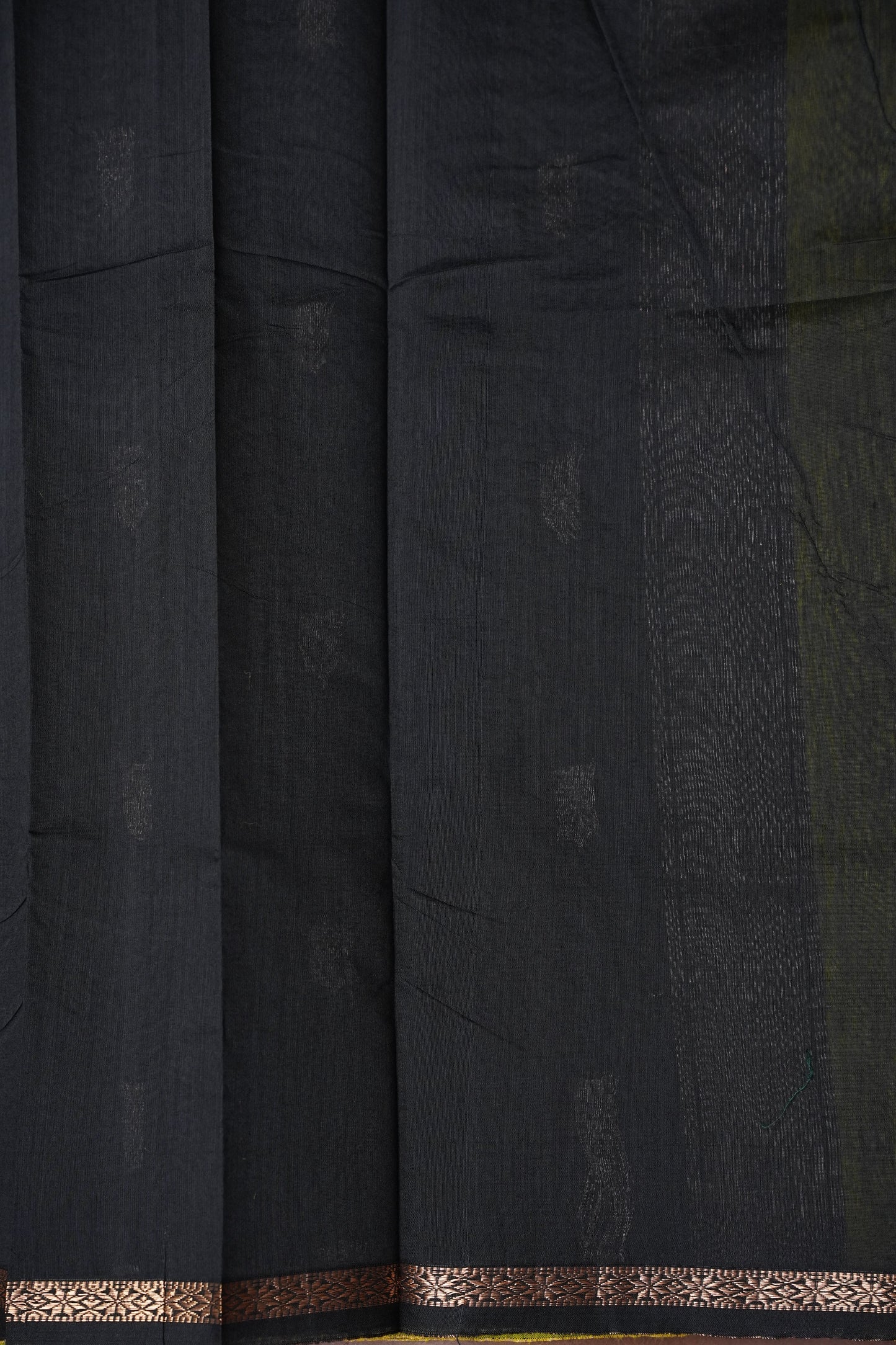 Maheshwari Silk Cotton Saree - Green and Black
