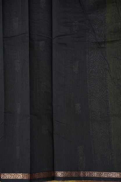 Maheshwari Silk Cotton Saree - Green and Black