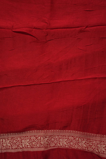 Crushed Munga Banarasi Saree with Bandhini Prints-Red