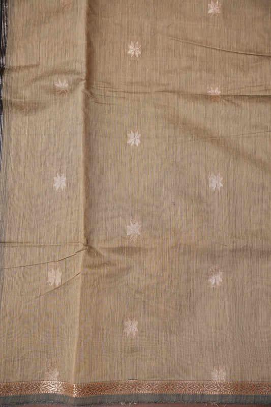 Maheshwari Silk Cotton Saree - Grey and Black