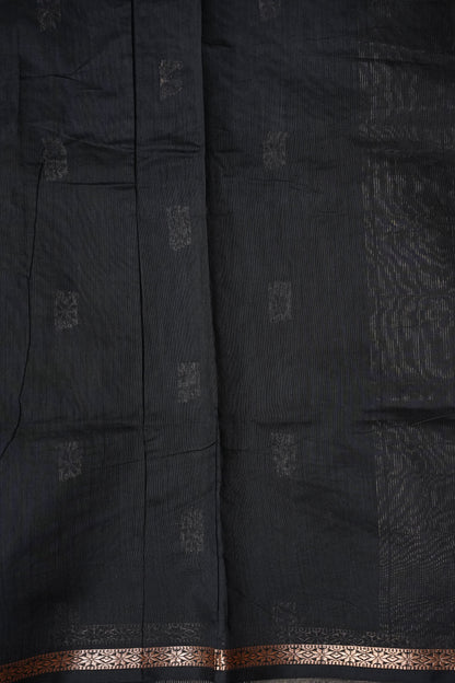 Maheshwari Silk Cotton Saree - Grey and Black