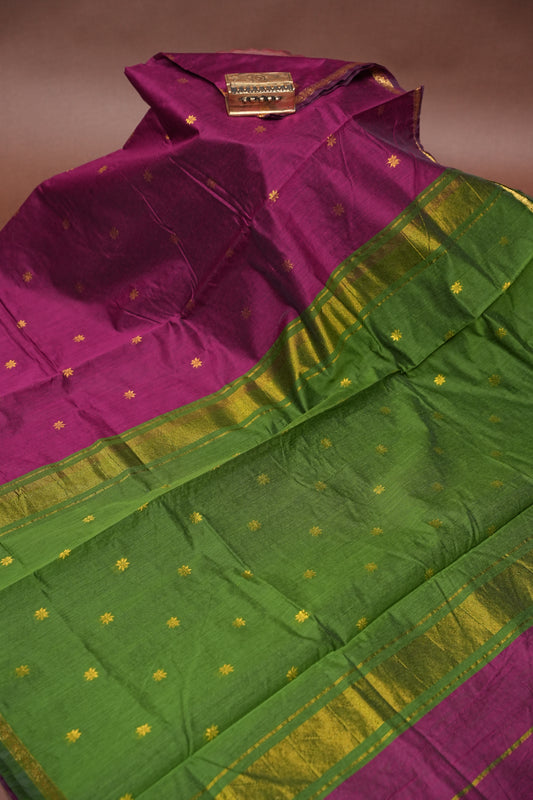 Maheshwari Silk Cotton Saree - Magenta