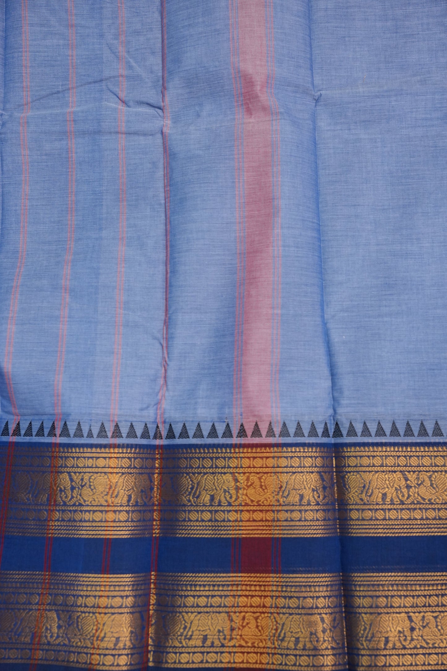 Kanchi Cotton Sarees - Bluish Grey & Blue