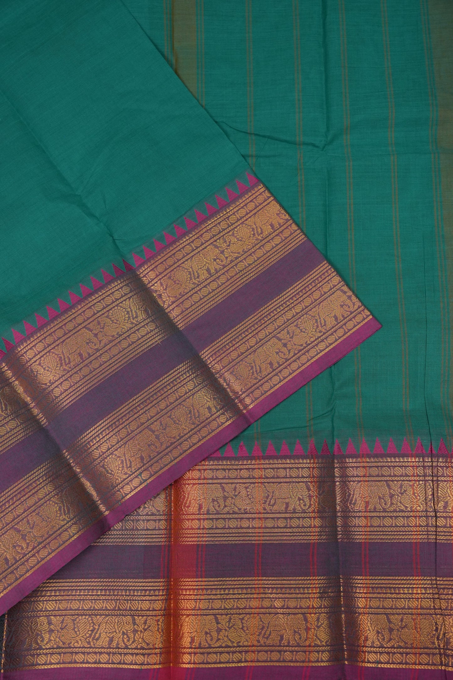 Kanchi Cotton Sarees - Turquoise Green