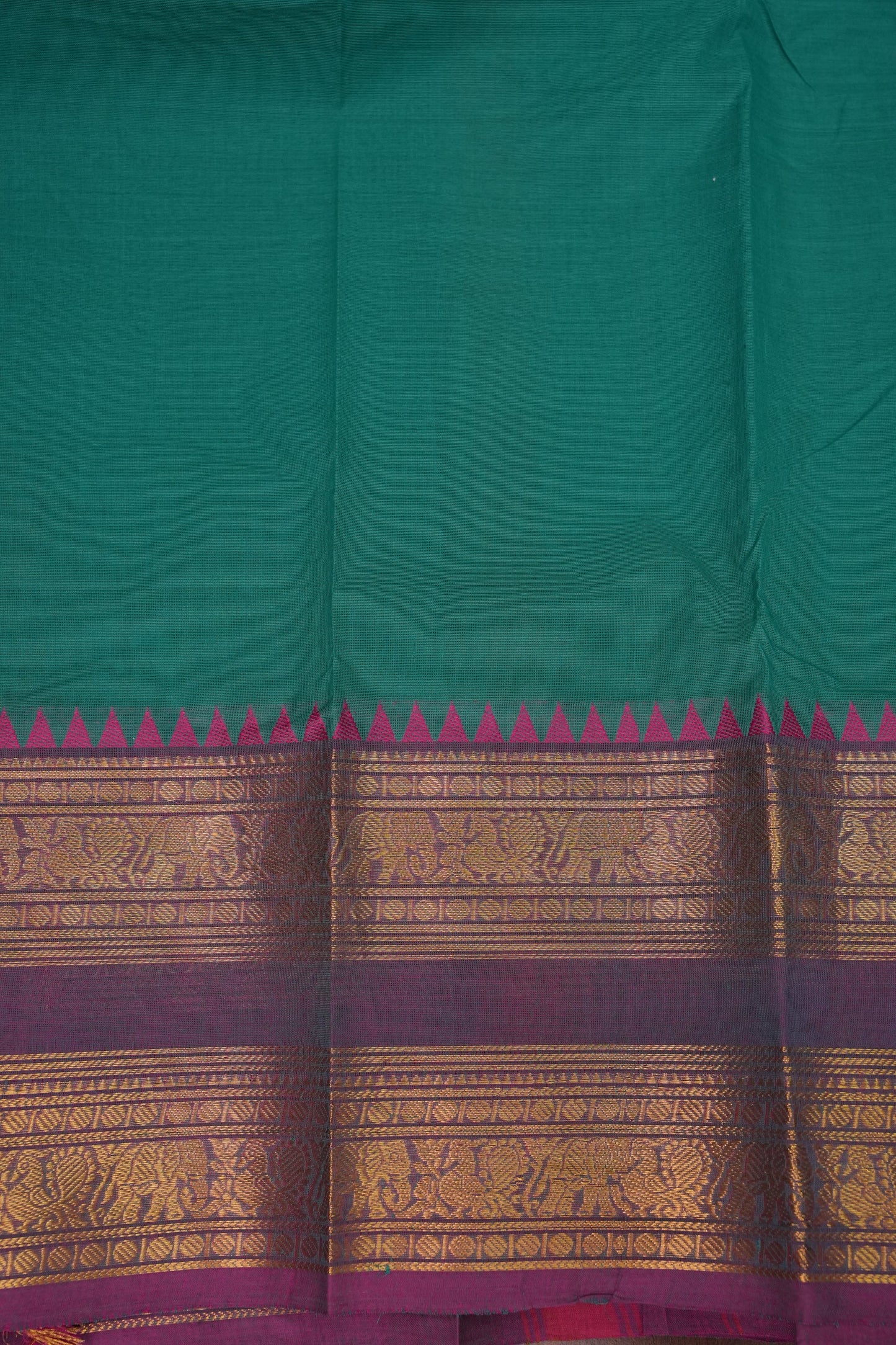 Kanchi Cotton Sarees - Turquoise Green