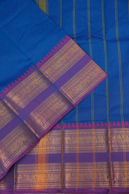 Kanchi Cotton Sarees - Ink Blue & Purple