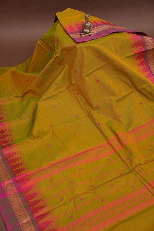 Kanchi Cotton Sarees - Mustard Yellow