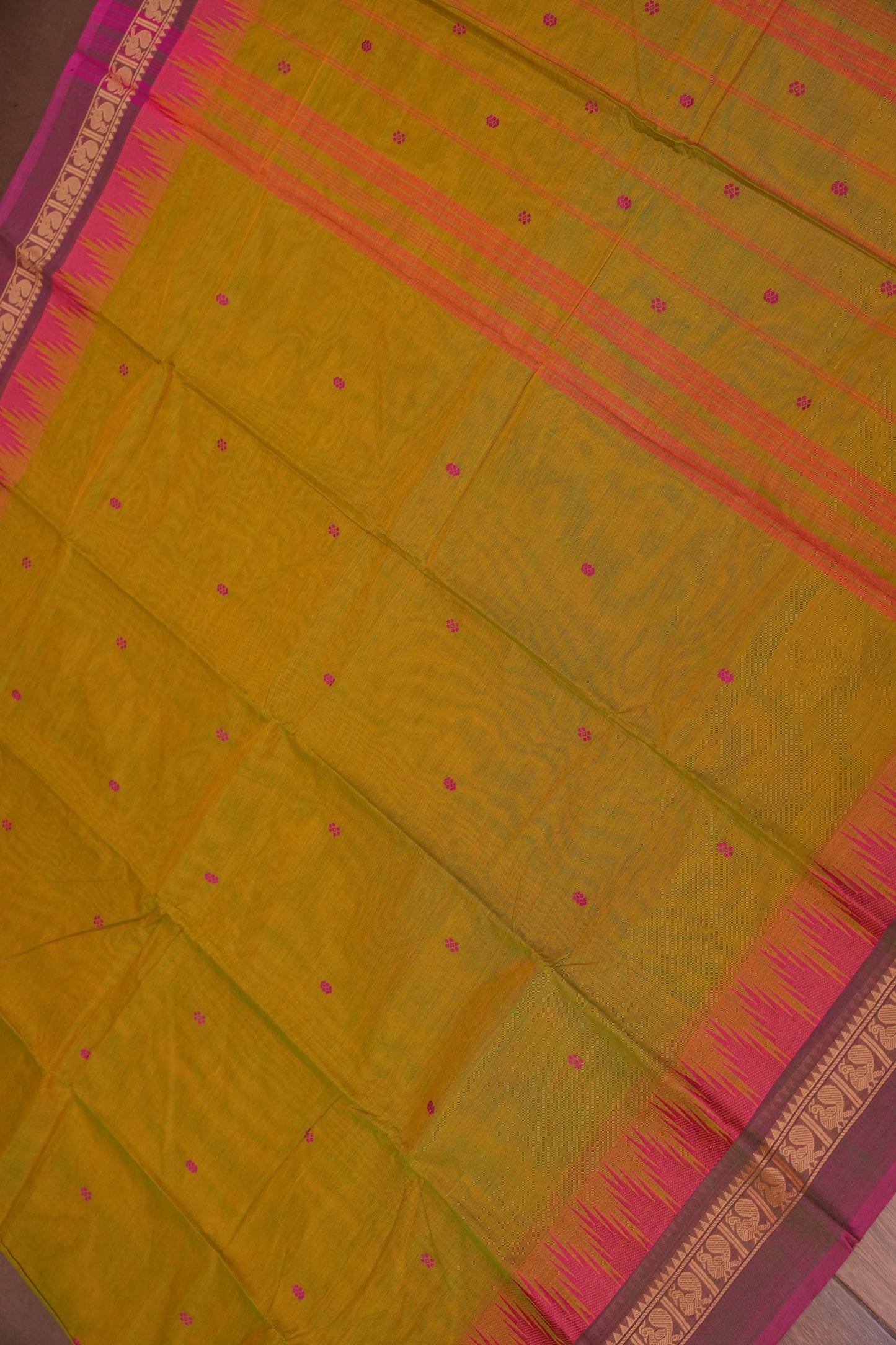 Kanchi Cotton Sarees - Mustard Yellow
