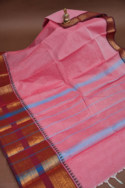 Kanchi Cotton Sarees - Salmon Pink