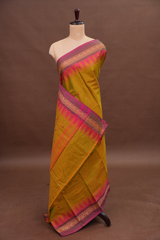 Kanchi Cotton Sarees - Mustard Yellow