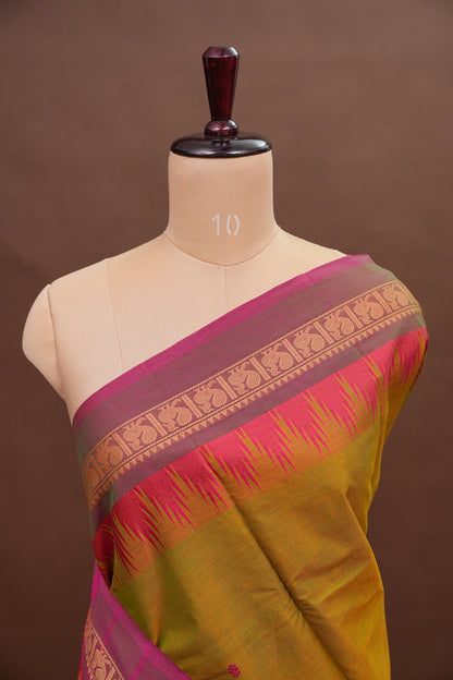 Kanchi Cotton Sarees - Mustard Yellow