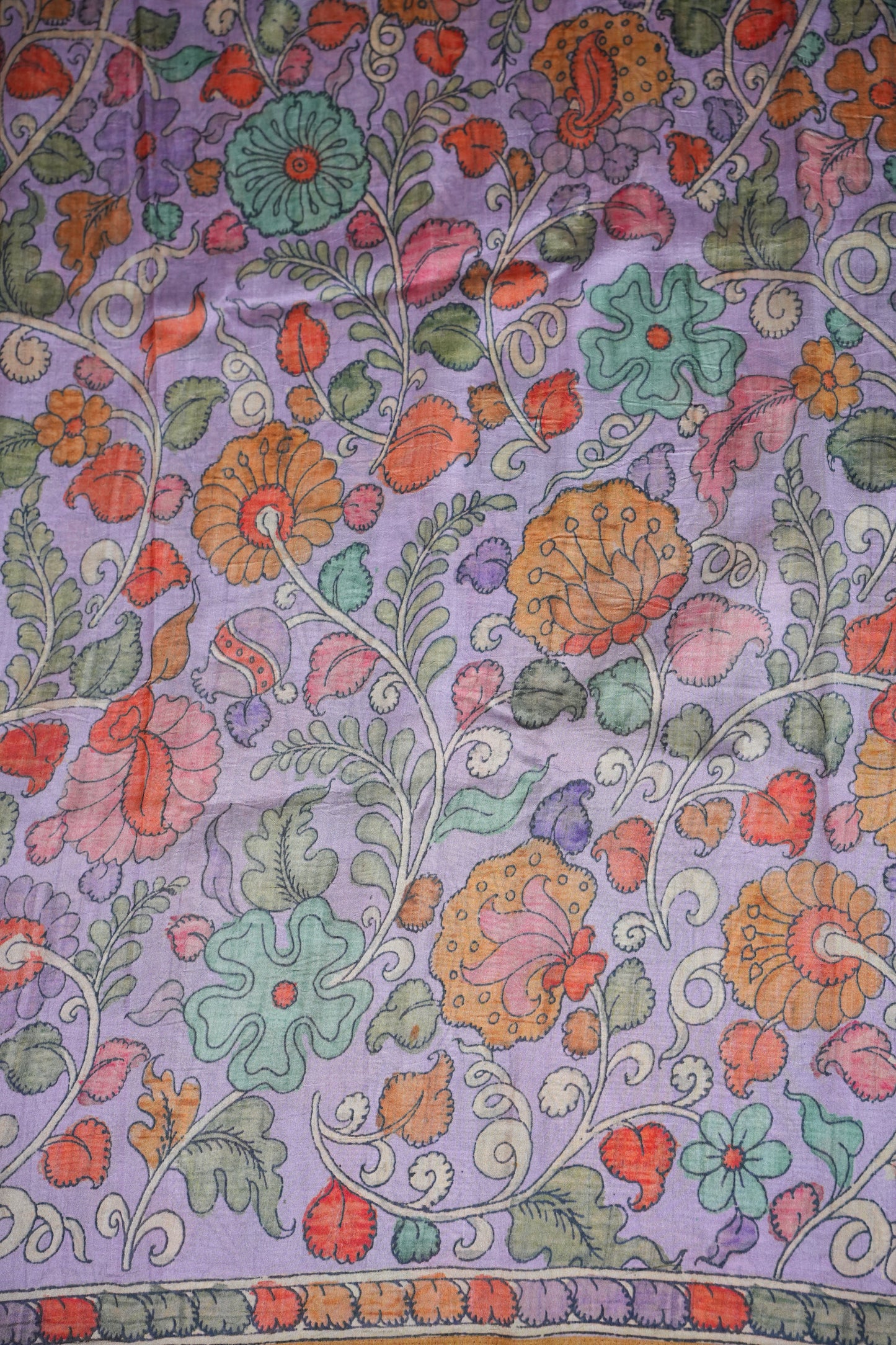 Tussar Silk Saree with Floral Kalamkari Digital Print – Lavender