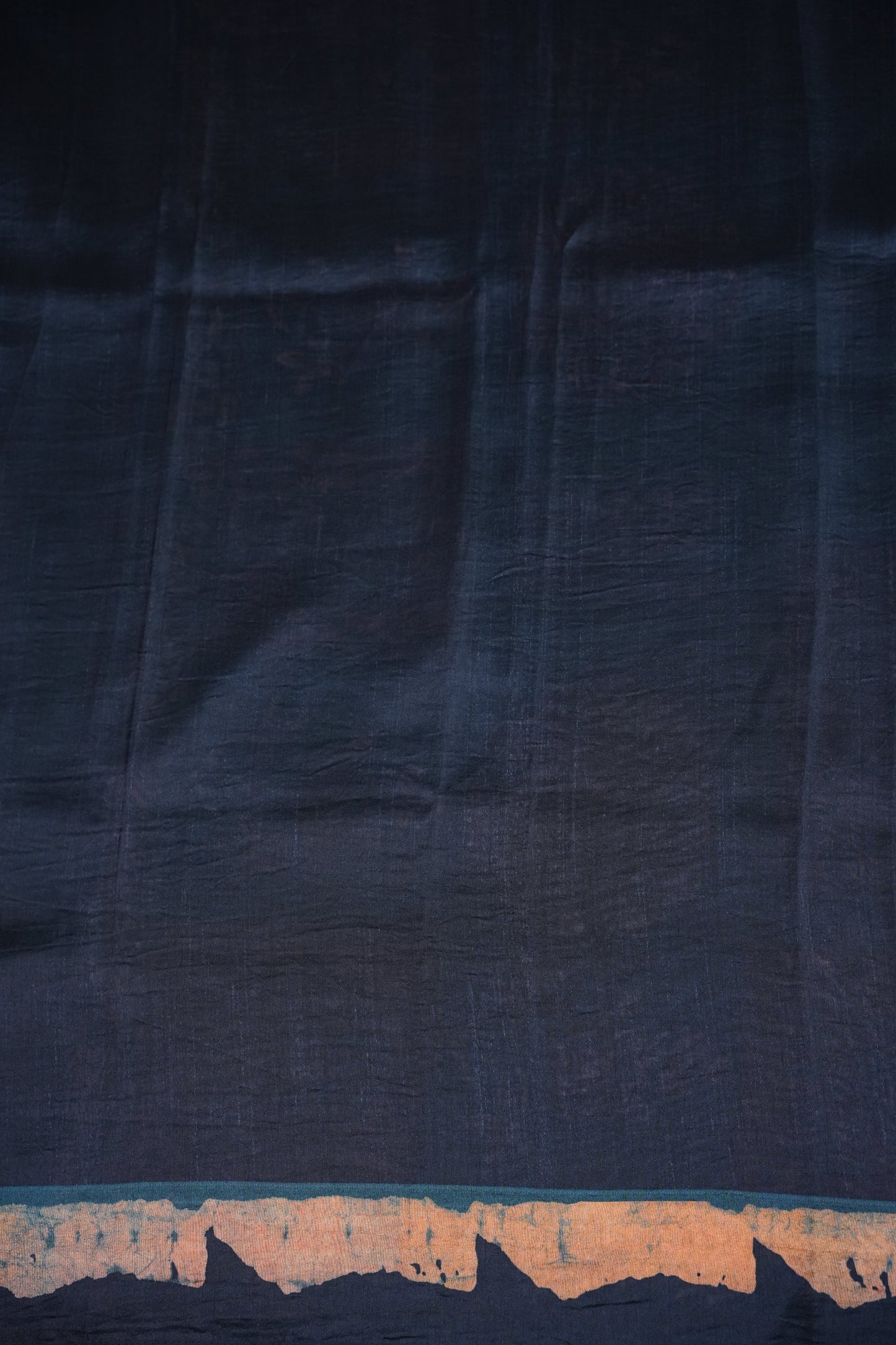 Tussar Silk Saree with Vintage Kalamkari Digital Print – Midnight Blue