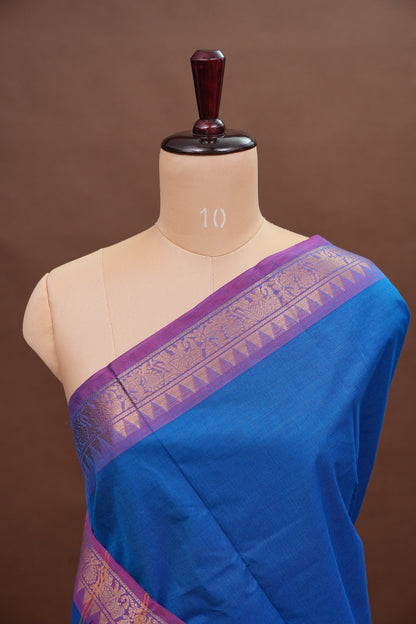 Kanchi Cotton Sarees - Ink Blue & Purple