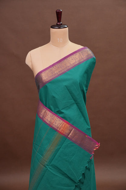 Kanchi Cotton Sarees - Turquoise Green