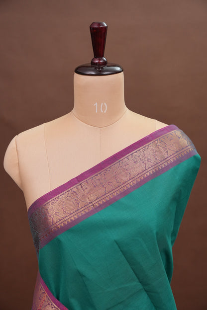 Kanchi Cotton Sarees - Turquoise Green