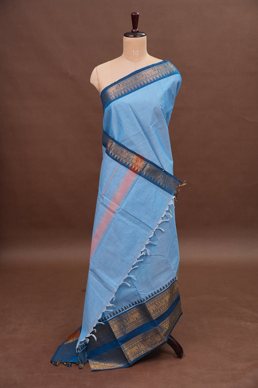 Kanchi Cotton Sarees - Baby Blue