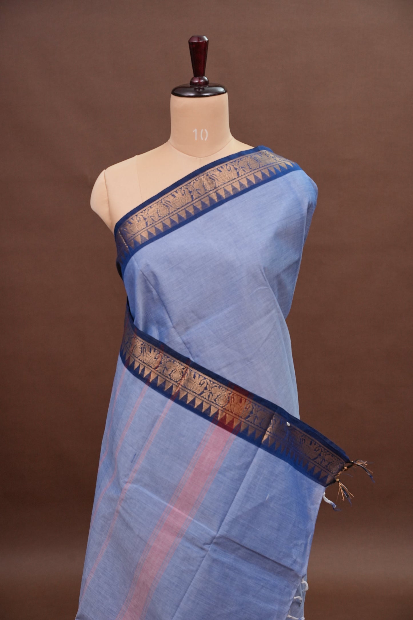 Kanchi Cotton Sarees - Bluish Grey & Blue