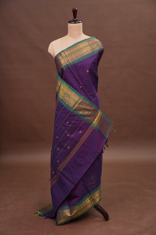 Kanchi Cotton Sarees - Purple & Blue