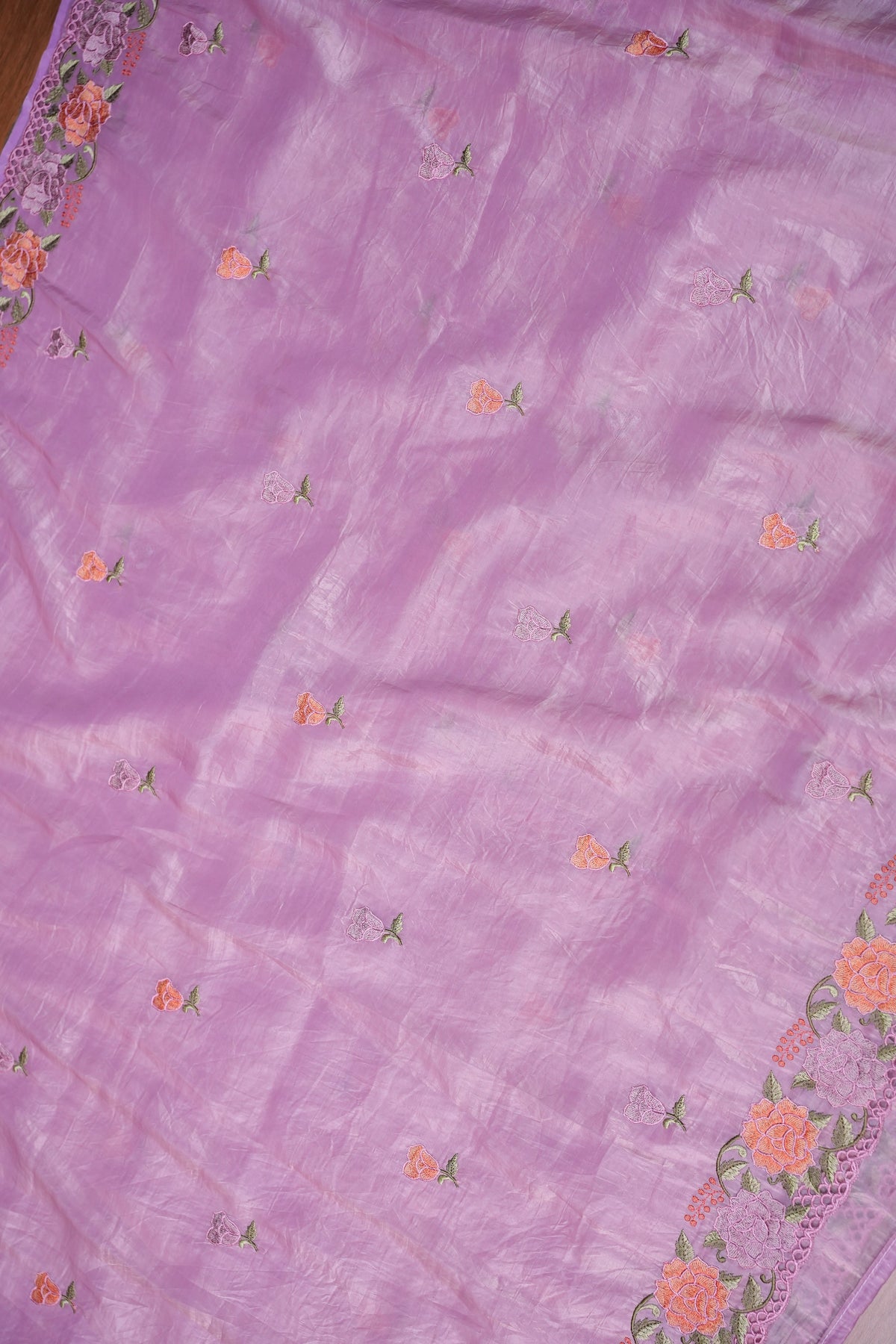 Soft Organza Glass Tissue Saree with Floral Cutwork Embroidery – Baby Pink