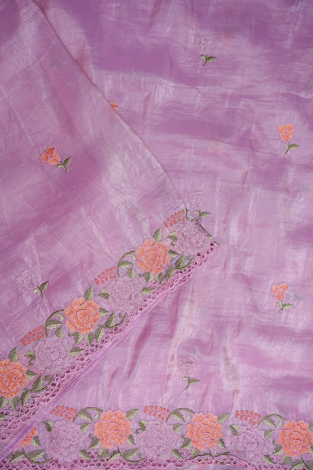 Soft Organza Glass Tissue Saree with Floral Cutwork Embroidery – Baby Pink