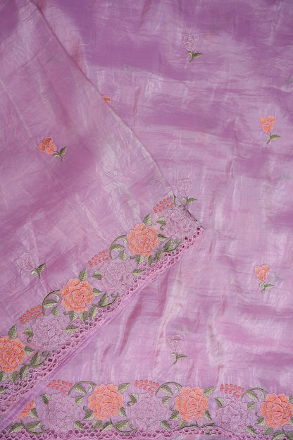 Soft Organza Glass Tissue Saree with Floral Cutwork Embroidery – Baby Pink